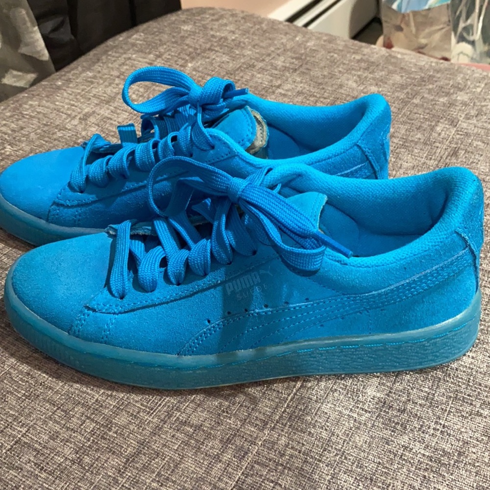 Puma Sneakers Turquoise Suede Sz 4